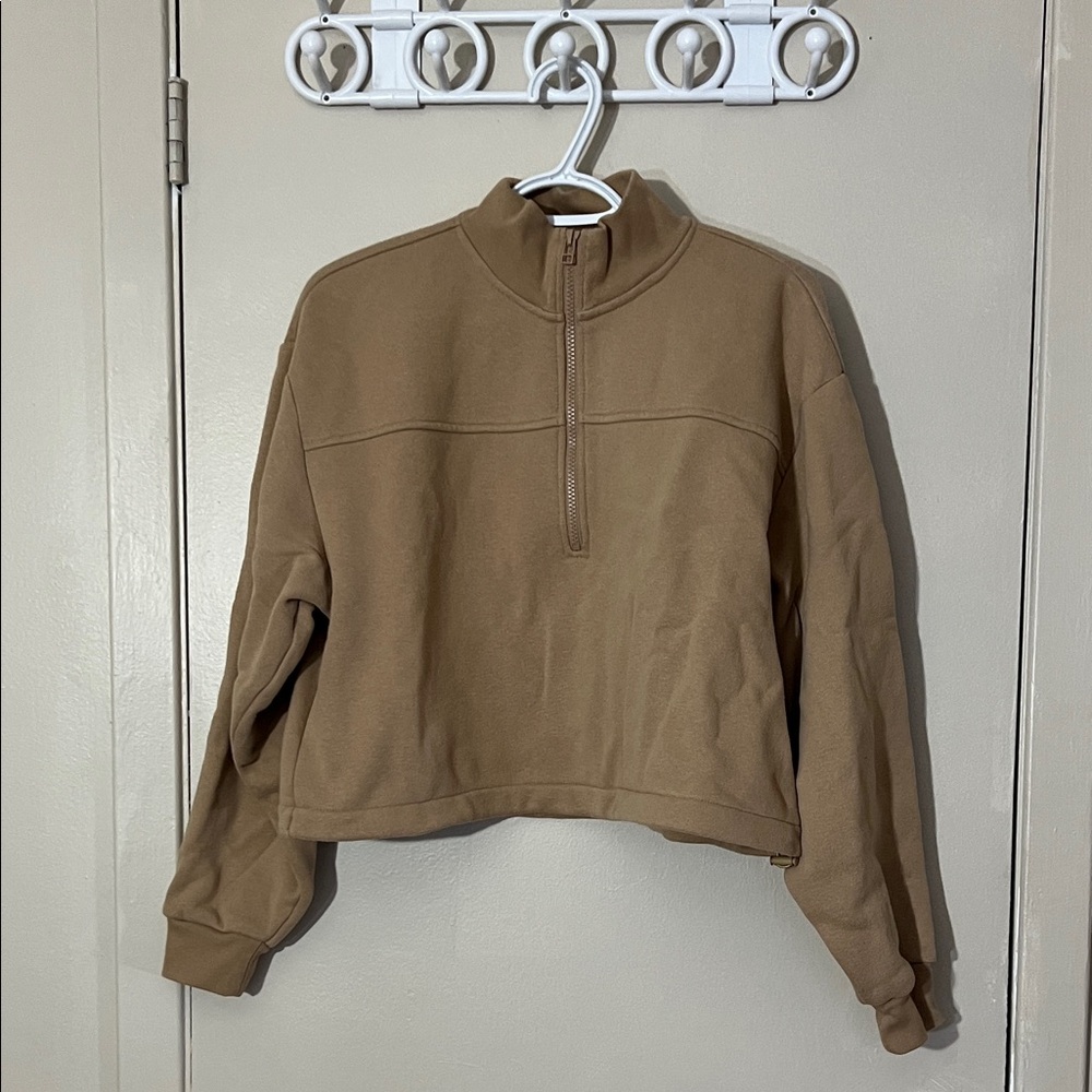 OAK + FORT Tan Quarter-Zip Pullover